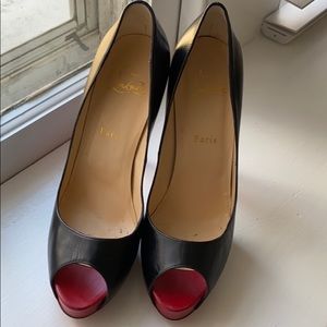 Christian Louboutin open toed black heels
